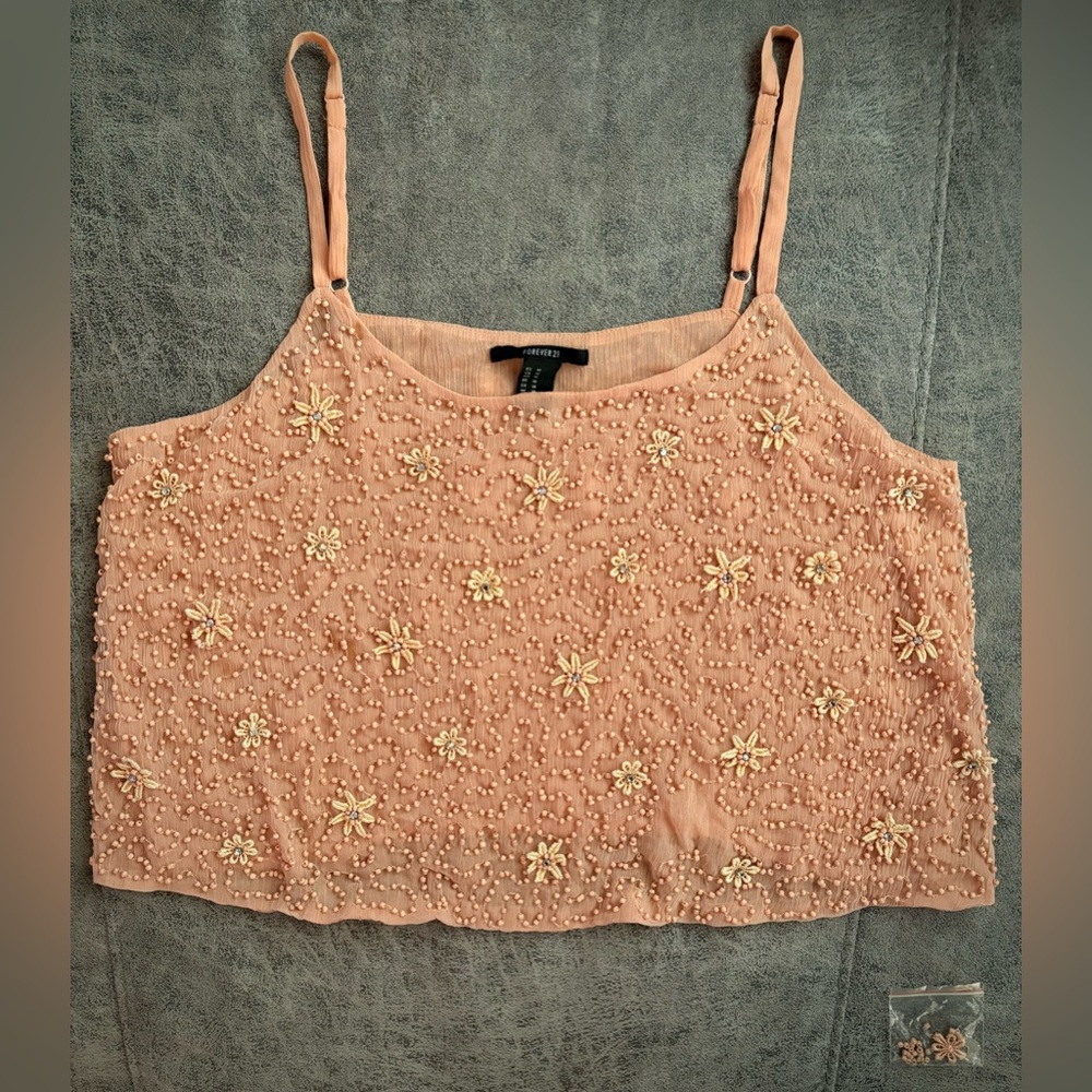 Forever 21 Floral Beaded Embellished Camisole